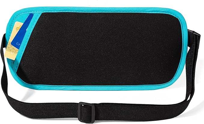 Money Belt - Slim Passport Holder RFID Blocking Travel Wallet Undercover Fanny Packs for Men Women - Blue