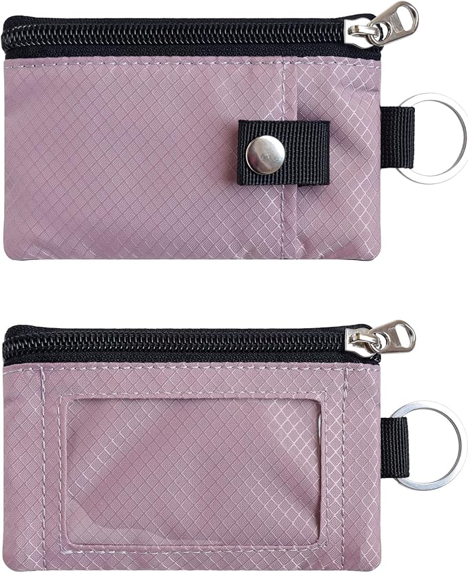 CHENSPRX Minimalist RFID Blocking Small Wallet with ID Window,WaterResistant Zip Id Case Wallet with Lanyard Keychain for Cards,Cash,Travel,Women,Men