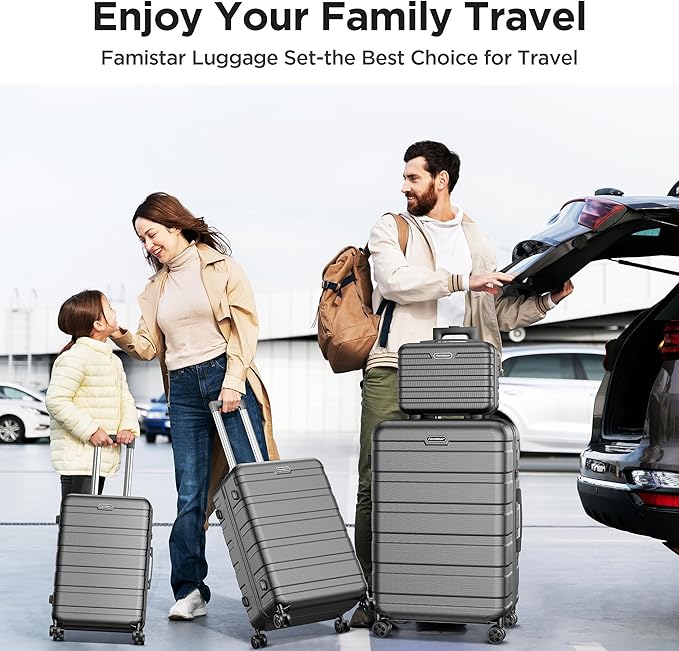 Luggage Sets 11 Piece, Lightweight Hardshell Luggage Large Suitcase with Double Spinner Wheels, Durable ABS Hard Shell Carry on Luggage with TSA-style Combination Lock & Travel Bag (28/24/20/14 Inch)