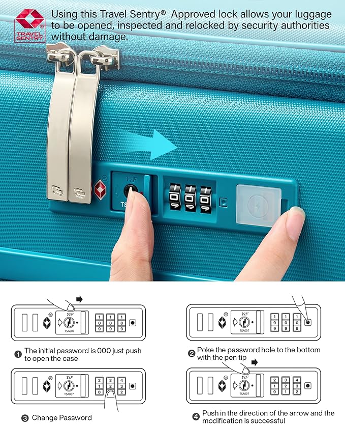 Hanke 20 Inch Expandable Carry On Luggage with Cup Holder 22x14x9 Airline Approved, Top Opening Hard Shell Suitcases with Wheels, Carry-On Travel Suitcase Trunk Luggage with Lock, Caribbean Blue