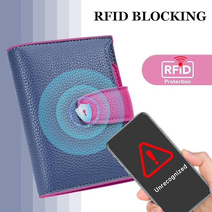 Airkit Small Wallet Women RFID Blocking Soft Leather Bifold Compact Card Holder Wallet for Women with Zipper Coin Pocket 4 ID Window