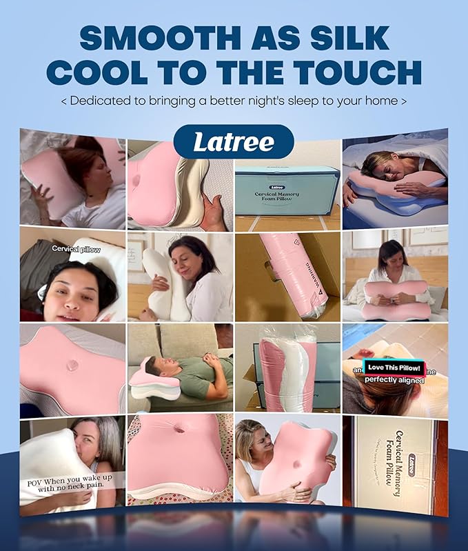 5X Pain Relief Cervical Neck Pillow for Neck Support, Orthopedic Cooling Side Sleeper Pillow for Sleeping, Odorless Contour Memory Foam Pillows, Ergonomic Bed Pillow for Side Back Stomach Sleeper
