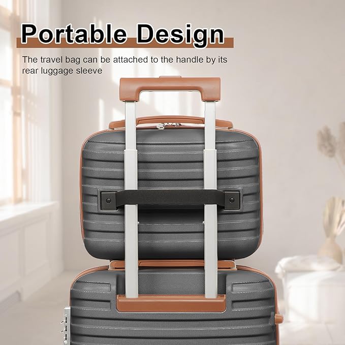 Joyway Carry On Luggage 20 Inch Expandable Suitcase with Spinner Wheel, 4 Piece Hard Shell Luggage Set with TSA Lock(Grey brown)