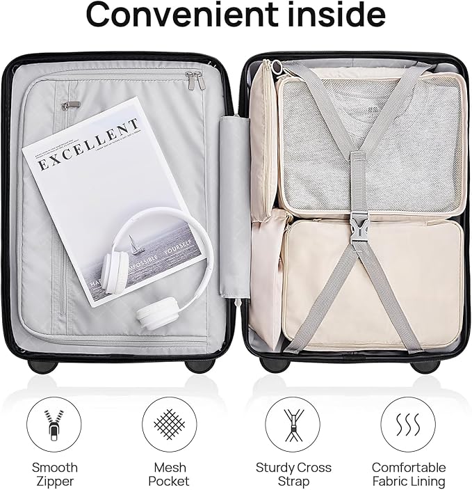 NINETYGO Carry On Luggage 22x14x9 Airline Approved, 20 Inch Luggage with Smooth Double Spinner Wheels, Hard Shell PC+ABS Suitcase Carry-On, Lightweight Travel Luggage, TSA Approved (Grey, Andes)
