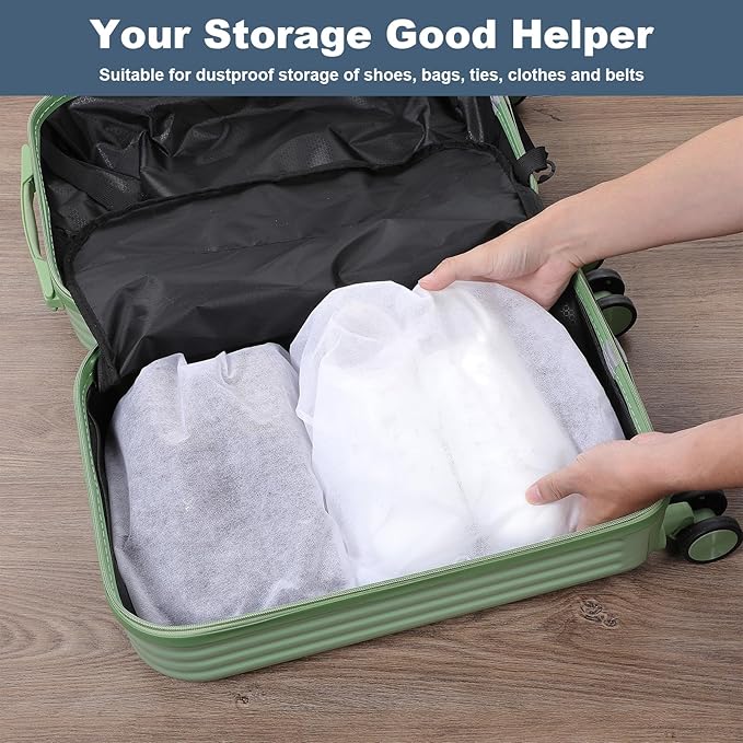 100 15.7" x 23.6" Pcs White Dust Bags for Shoes, Handbags, and Travel Storage, Non-Woven Fabric Shoe Bags, Portable Storage Organizer for Closet, Boots, and Accessories