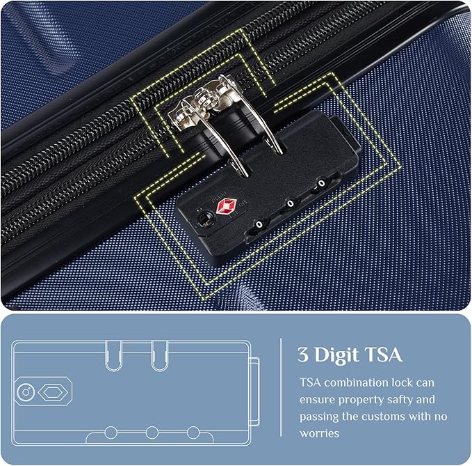 OLIXIS 29 Inch Luggage, Hardside Checked Suitcase with Spinner Wheels, Lightweight ABS Hard Shell Travel Luggage, TSA Approved Lock, Expandable Large Suitcase for Business & Travel–Blue