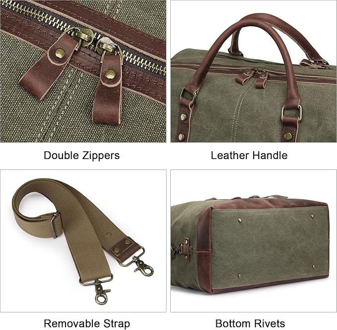 S-ZONE Duffle Bag for Travel Canvas Duffel Bag Carry on Weekender Bag for Men