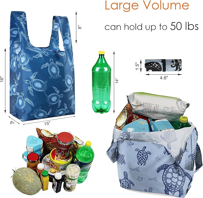 BeeGreen Animal Reusable Grocery Bags Bulk Gifts 12-Pack - Large Tote with Zipper Pouch | Foldable & Washable Polyester Shopping Bags Heavy Duty Animal Lover Gifts Reusable Bag With Handles