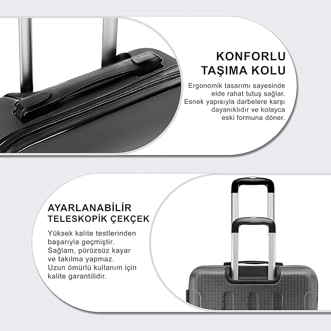 3 Piece ABS Luggage Set – Lightweight Suitcases with Spinner Wheels – 3 Different Sizes – TSA Lock – Hard Shell Travel Luggage for Men & Women