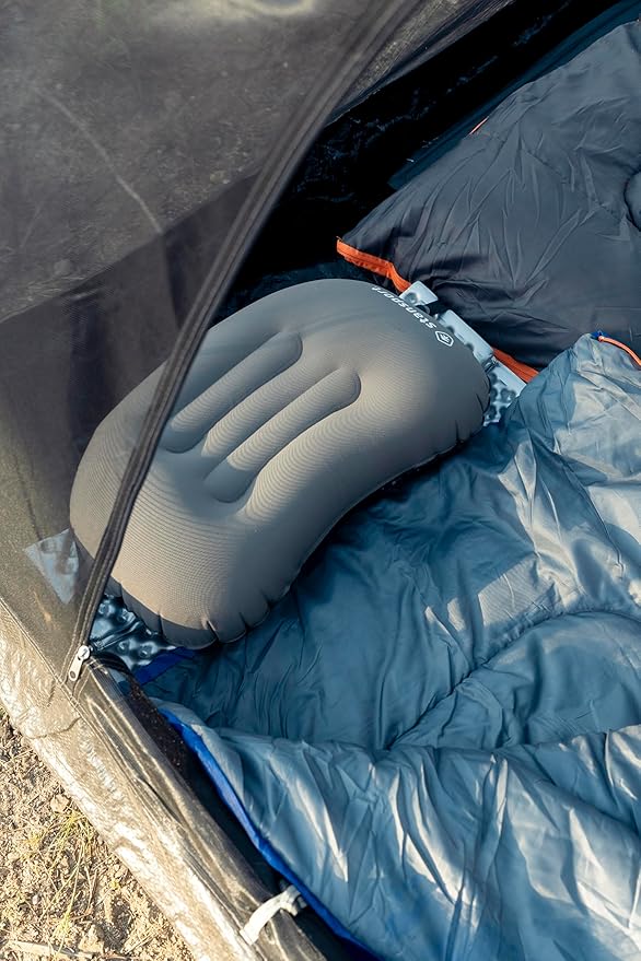 Stansport Lightweight Inflatable Camping Pillow – Ergonomic Ultralight Backpacking Pillow with Stay-Put Sleeping Pad Strap and Anti-Slip Grip – Compact Travel & Hiking Gear with Carry Bag