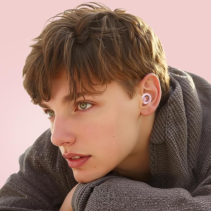 Ear Plugs for Sleeping Noise Cancelling - Reusable Silicone Earplugs for Concert, Motorcycle, Sports and Festivals, 30dB Noise Reduction, Washable Hearing Protection - Pink