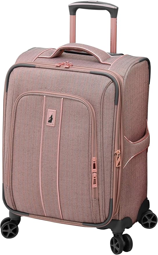 London Fog Newcastle 20 Spinner Carry-On, Rose Charcoal Herringbone