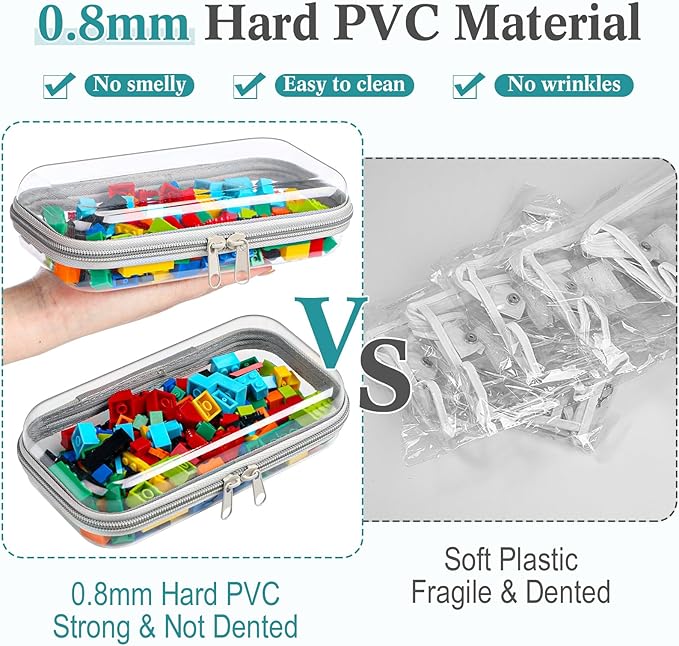 Sanwuta 6 Pcs Clear Hard Zipper Case Plastic Zipper Pouches Transparent Makeup Bag Pencil Case Pouches Toiletry Diaper Bag for Travel Toy Storage Organizer Bins(Gray,7.48 x 3.94 x 2 Inch)