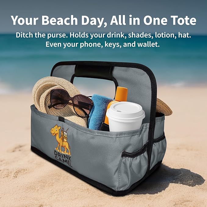 Reusable Drink Carrier with Handle, Foldable 6 Cup Drink Holder Carrier for Delivery, Coffee Cup Carrier, Portable Cup Holder Bag for Drinks, to Go Beverage Drink Organizer (Grey)