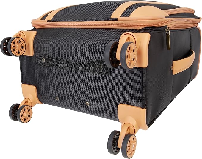 Dockers Seahorse Softside Expandable 8-Wheel Spinner Travel Checked Luggage, 24-Inch, Black