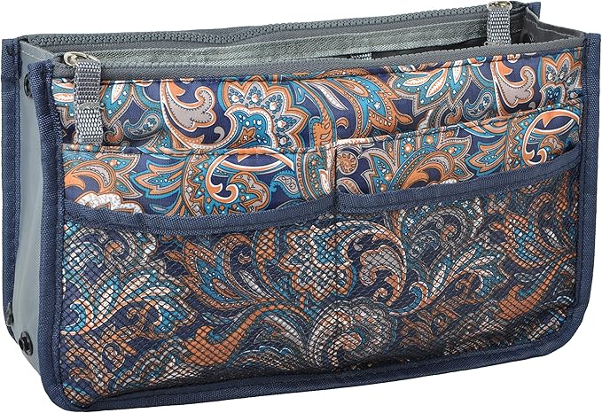 Vercord Purse Organizer Insert for Handbags Bag Organizers Inside Tote Pocketbook Women Nurse Nylon 13 Pockets Splash Wave Large