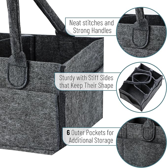 Mr. Pen- Baby Diaper Caddy Organizer, Charcoal Gray, Car Diaper Caddy, Baby Caddy Organizer, Portable Diaper Caddy, Diaper Organizer for Changing Table, Baby Organizer for Nursery