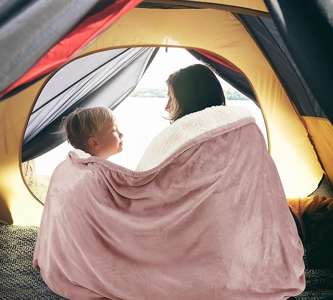 Utopia Bedding Sherpa Blanket California King Size (Rose Pink, 102x96 Inches) - Soft Lightweight Plush Fleece Reversible Blanket for Bed, Sofa, Couch, Camping and Travel