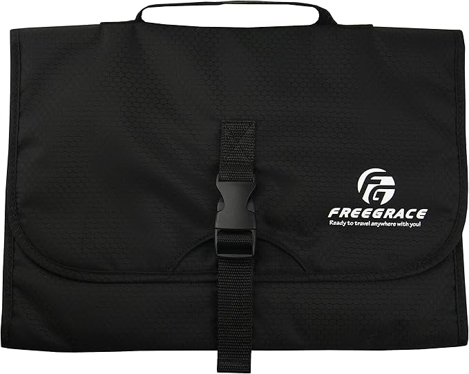 Freegrace Premium Hanging Toiletry Bag for Travel - Cosmetic, Jewelry, Toiletry, Makeup & Accessory Storage Organizer Bag, Large Size for Women & Men