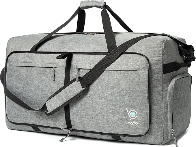 Bago Extra Large Duffle Bag for Travel Women & Men. Durable, Lightweight, Foldable Travel Duffel Bags For Traveling Women. 140L Duffle Bags Use As a Weekender Bag with Shoe Compartment, Checked Duffel