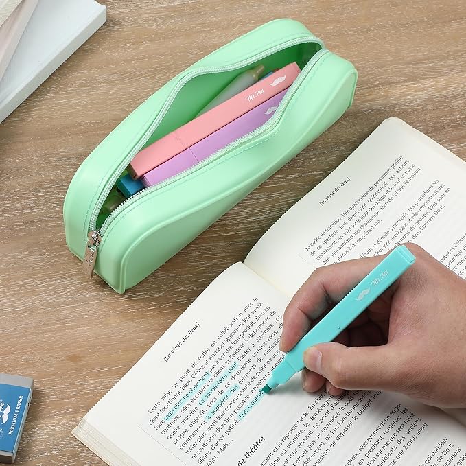 Mr. Pen- Silicone Pencil Case Pouch, Mint Breeze, Aesthetic Multipurpose Design, Aesthetic Pencil Case Small, Silicone Makeup Bag