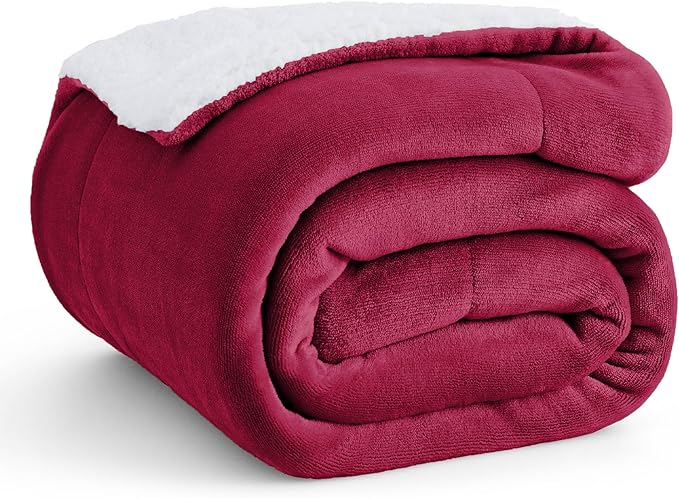 Bedsure GentleSoft Sherpa Fleece Twin Size Blanket for Couch, Non-Heated, Thick and Warm Throw for Girls and Women, Soft Fuzzy Plush Twin Blanket for Winter, Red, 60x80 Inches