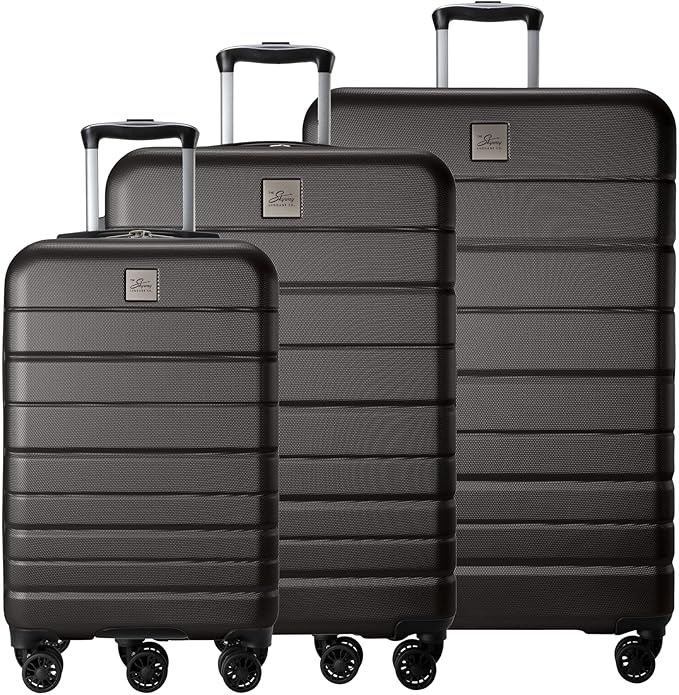 Skyway Epic 2.0 Hardside Lightweight and Durable ABS Shell Luggage, Spacious with 8-Wheel Spinners, Comfort Grip with Telescoping Handle, Men and Women, Midnight, 3-Piece Set (20,24, 28)