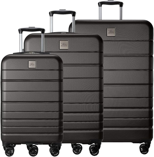 Skyway Epic 2.0 Hardside Lightweight and Durable ABS Shell Luggage, Spacious with 8-Wheel Spinners, Comfort Grip with Telescoping Handle, Men and Women, Midnight, 3-Piece Set (20,24, 28)