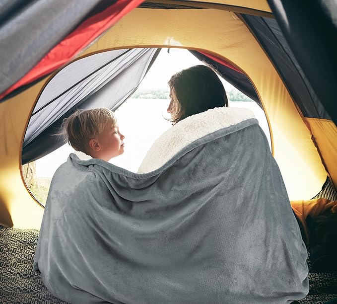 Utopia Bedding Sherpa Blanket California King Size (Cool Grey, 102x96 Inches) - Soft Lightweight Plush Fleece Reversible Blanket for Bed, Sofa, Couch, Camping and Travel
