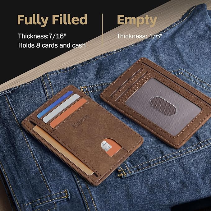 Espera Slim Minimalist Front Pocket Wallet for Men, RFID Blocking Credit Card Holder, Thin Travel ID Card Case, Gifts for Men