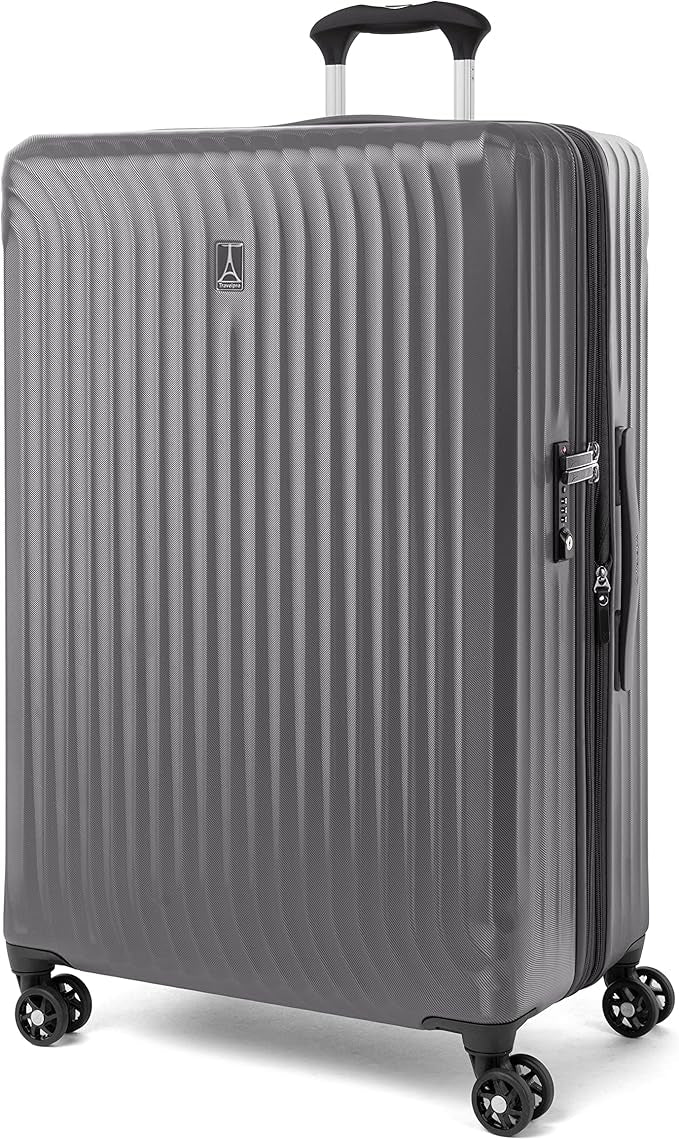 Travelpro Maxlite Air Hardside Expandable Checked Luggage, 8 Spinner Wheels, Lightweight Hard Shell Polycarbonate Suitcase, Shadow Grey, Checked Large 28-Inch