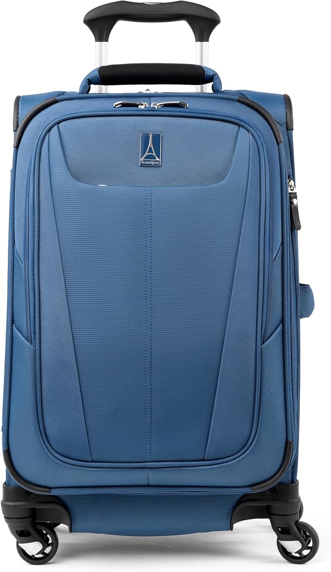 Travelpro Maxlite 5 Softside Expandable Luggage with 4 Spinner Wheels, Lightweight Suitcase, Men and Women, Ensign Blue, Carry-on 21-Inch