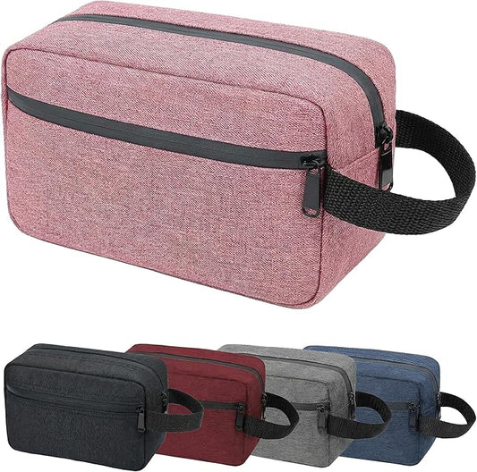 Travel Toiletry Bag for Women Men, Small Makeup Bag, Water-Resistant Cosmetic Bag, Cosmetic Pouch, Traveling Dopp Kit, Travel Essentials Accessories (Pink)