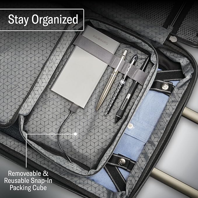 Samsonite Octiv Lightweight Hardshell 24-Inch Medium Checked Luggage - Durable Impact Resistant, 360° Aero Trac Spinner Wheels, Adjustable Telescopic Handle, Expandable, TSA Approved Lock - Silver