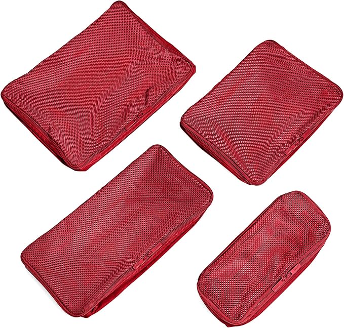 Away Insider Packing Cubes Set of 4 – Lightweight Travel Organizers for Luggage, Suitcases & Carry-On Bags, Cherry Red