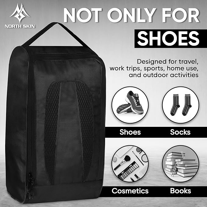 Shoe Bag Waterproof Sports Golf Boot Bag | Odor-Resistant Gym Kit Organiser Storage | Hiking Travel Dust-Proof Storage Bag for Wellington, Cowboy, Football, Rugby, Cricket Shoe (Black)