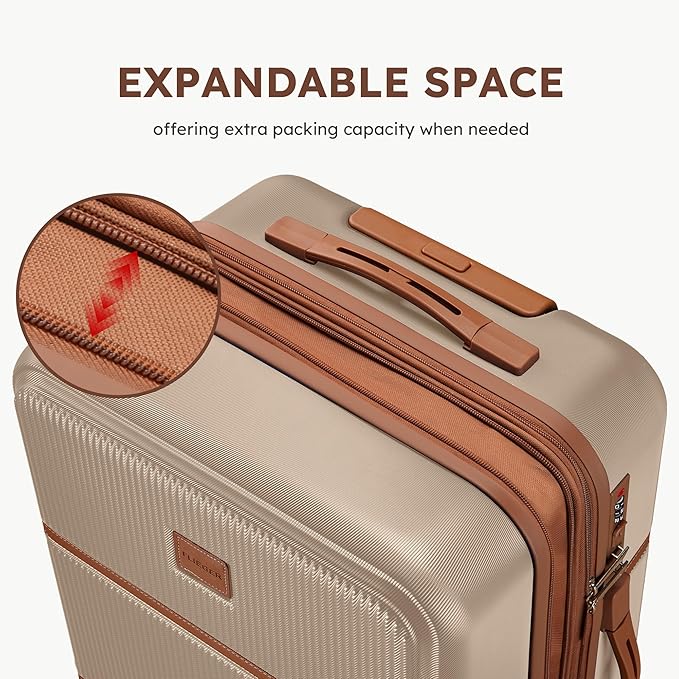 Suitour Expandable 4-Piece Luggage Set (14" 19" 23" 27") ABS Hardside Suitcase Sets with Spinner Wheels Checked Luggage Travel Suitcase