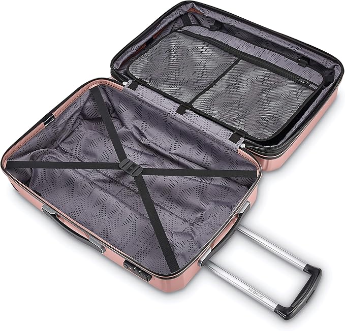Samsonite Winfield 3 DLX Hardside Expandable Luggage with Spinners, Checked-Medium 25-Inch, Rose