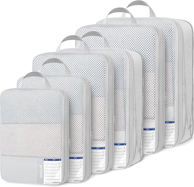 Compression Packing Cubes for Travel, Lightweight Vacation Travel Essentials, Travel Accessories for Suitcase Organizer Bags Set, Durable Luggage Organizer