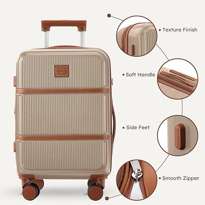 Suitour Expandable 4-Piece Luggage Set (14" 19" 23" 27") ABS Hardside Suitcase Sets with Spinner Wheels Checked Luggage Travel Suitcase