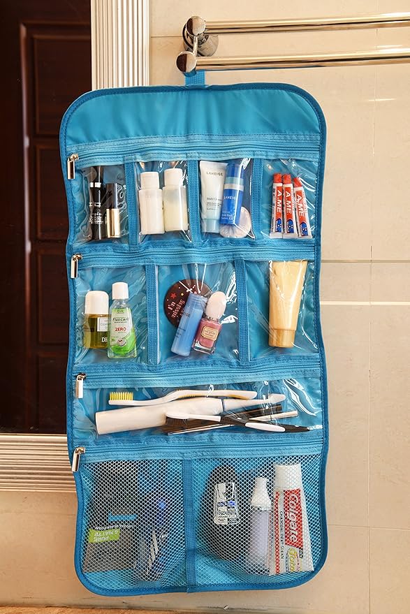 Freegrace Premium Hanging Toiletry Bag for Travel - Cosmetic, Jewelry, Toiletry, Makeup & Accessory Storage Organizer Bag, Large Size for Women & Men