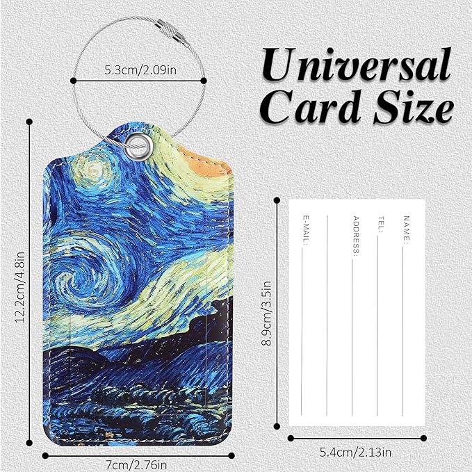 Luggage Tags for Suitcases, 2 Pack Cute PU Leather Luggage Tag TSA Approved with Stainless Steel Loop and Address Card Baggage Tag for Travel&Hotel Stays&Cruise Ships&Shipping and Mailing