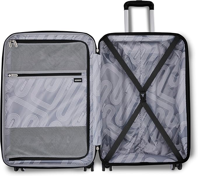 American Tourister Stratum 3.0 Medium 24-Inch Spinner, Airline Approved, Durable Hardside Luggage, Expands 1.5", RightHeight™ Adjustable Handle, Black