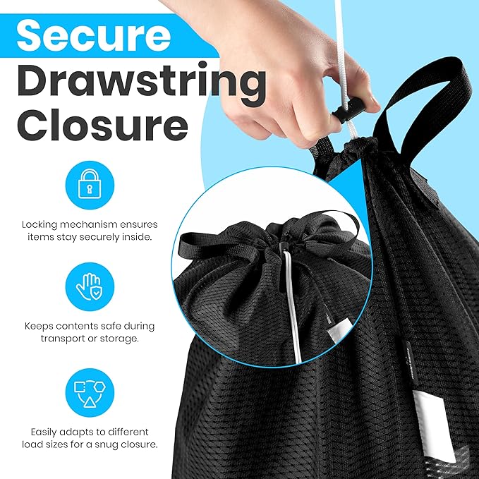 Handy Laundry Extra Large Mesh Laundry Bag with Handles & Shoulder Strap – Heavy Duty, Machine Washable, Breathable Net for Delicates, Bedding, Travel, College Dorm, Storage – Black