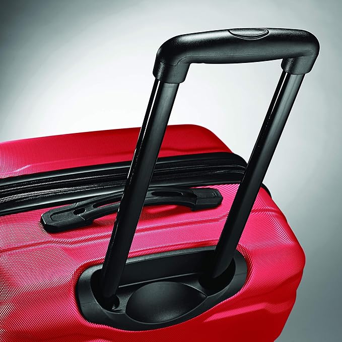 Samsonite Omni PC Hardside Expandable Luggage with Spinner Wheels, Checked-Medium 24-Inch, Red
