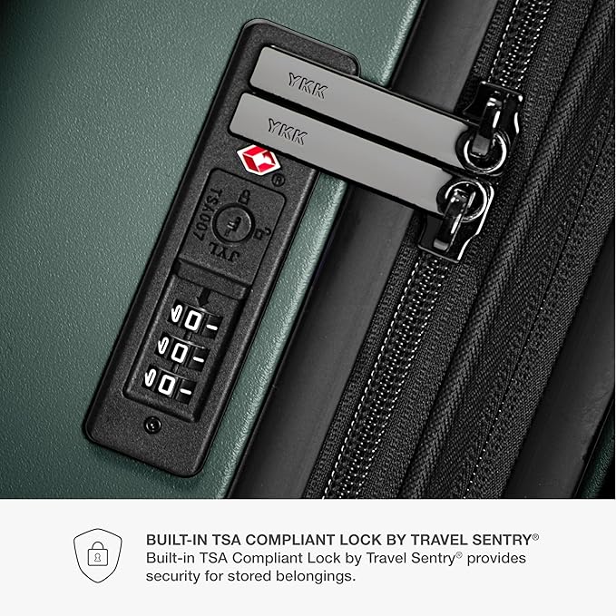 Traveler's Choice Markham Hardside Expandable Luggage with Double Spinner Wheels, Carry-On 21-Inch Suitcase, TSA Lock, 21-Inch, Green
