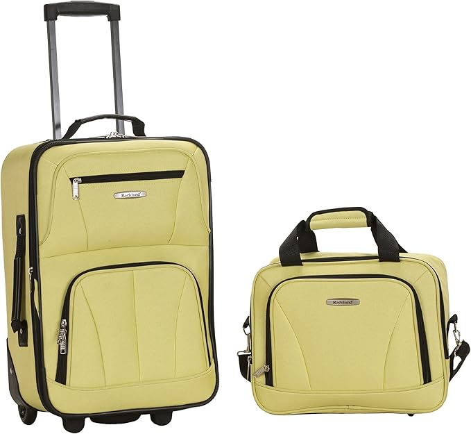 Rockland Fashion Softside Upright Luggage Set, Expandable, Lime, 2-Piece (14/19)