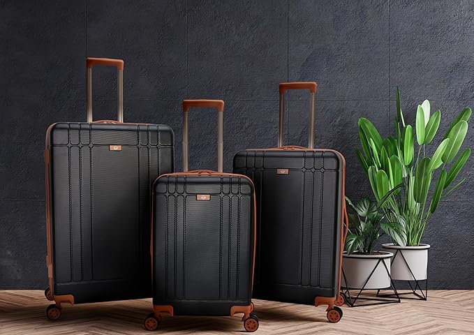 Dockers Hooper Hardside Expandable 8-Wheel Spinner Travel Checked Luggage, 28-Inch, Black