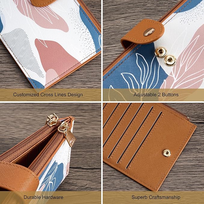 Travelambo RFID Wallet Women Large Size Bifold Multi Card Wallet Case with Zipper Pocke Credit Card Holder for Women