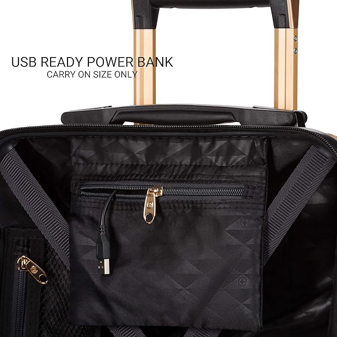 SwissGear 7272 Energie Expandable Hardside Luggage with Spinner Wheels and TSA Lock, Gold, 3-Piece Set (19/24/27)